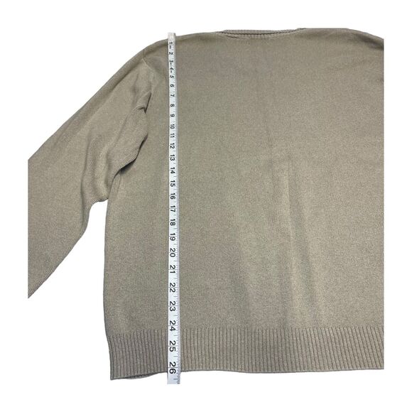 Van Heusen Sweater Men's Large Tan 100% Cotton Knit V-Neck Long Sleeve Pullover - Picture 4 of 6